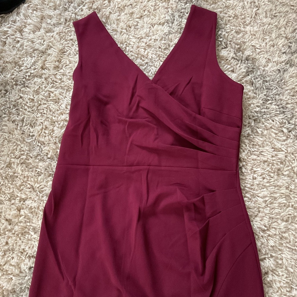 Woosea Womens Burgundy V Neck Sleeveless Pleated‎ Mermaid Maxi Dress L